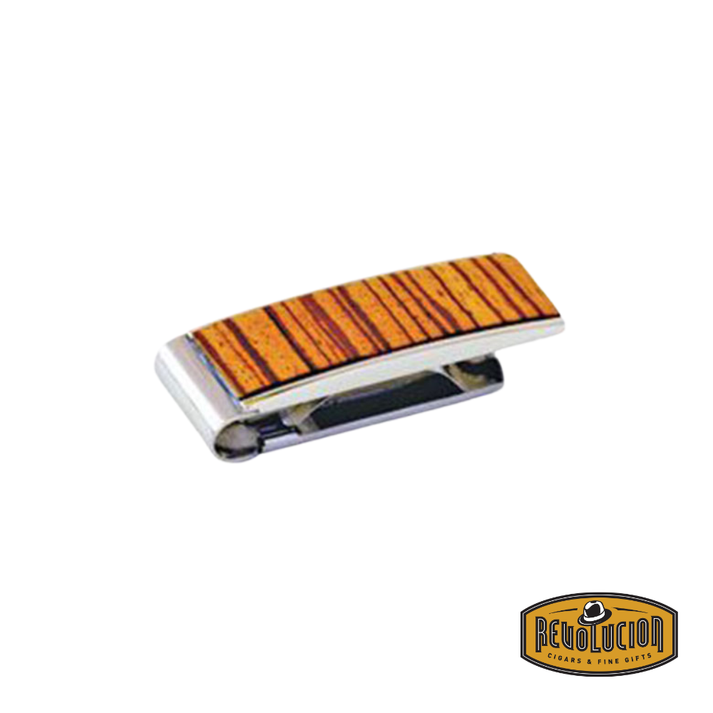Brizard & Co money clip crafted from premium Zebrawood with a sleek and modern design.