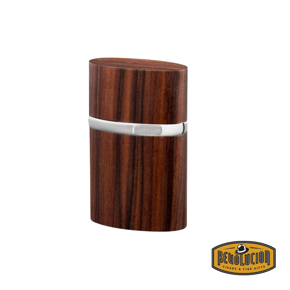 Front view of the Brizard & Co Triple Flame Table Torch Lighter - Rosewood, featuring a luxurious wood finish and powerful triple-flame design for an elegant and reliable lighting experience.