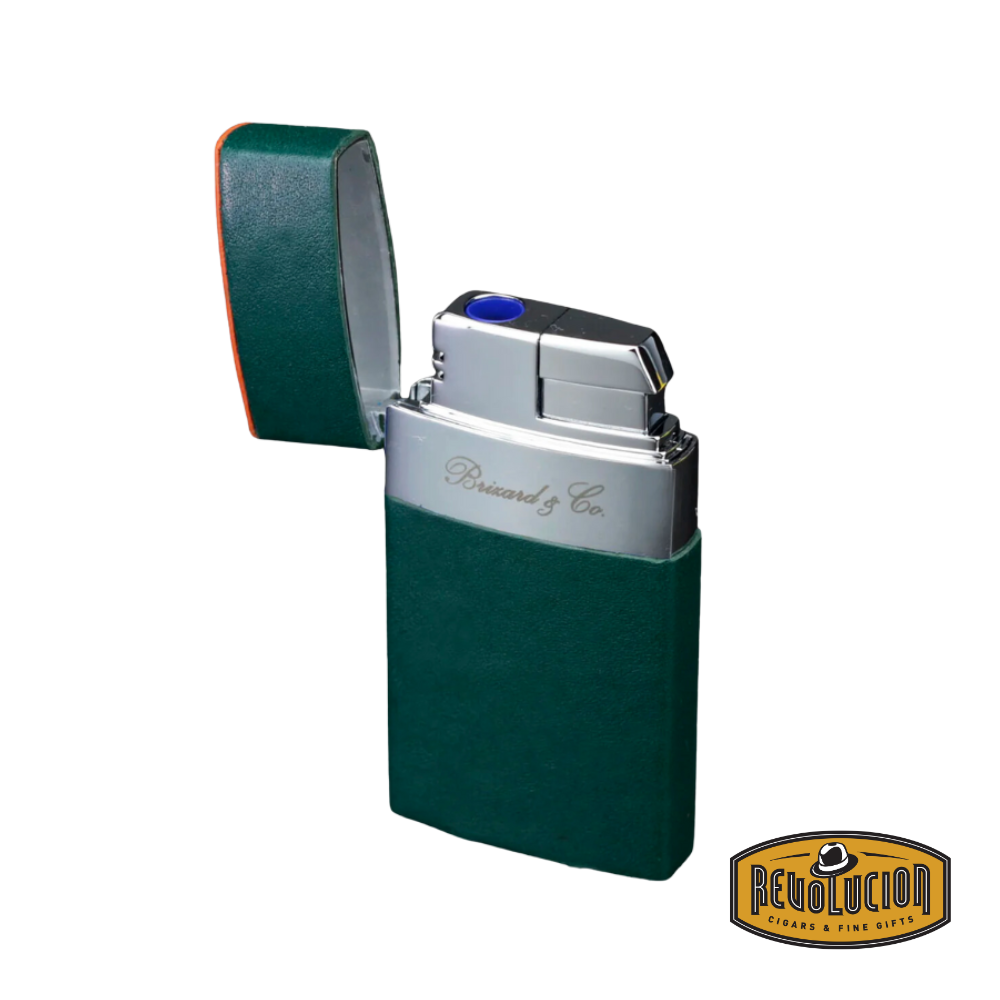 Opened Brizard & Co Venezia Single Flame Lighter - Augusta (Limited Edition), highlighting its single flame mechanism.