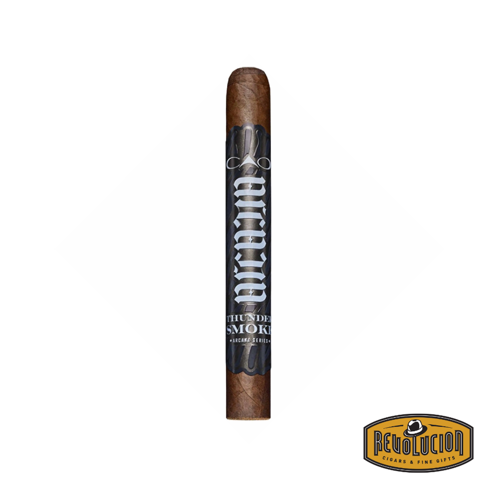 CAO Arcana Thunder Smoke Toro – a medium-strength Honduran cigar in toro format, featuring a dark, oily wrapper and a bold, modern band design reflecting the Arcana series' innovative spirit.