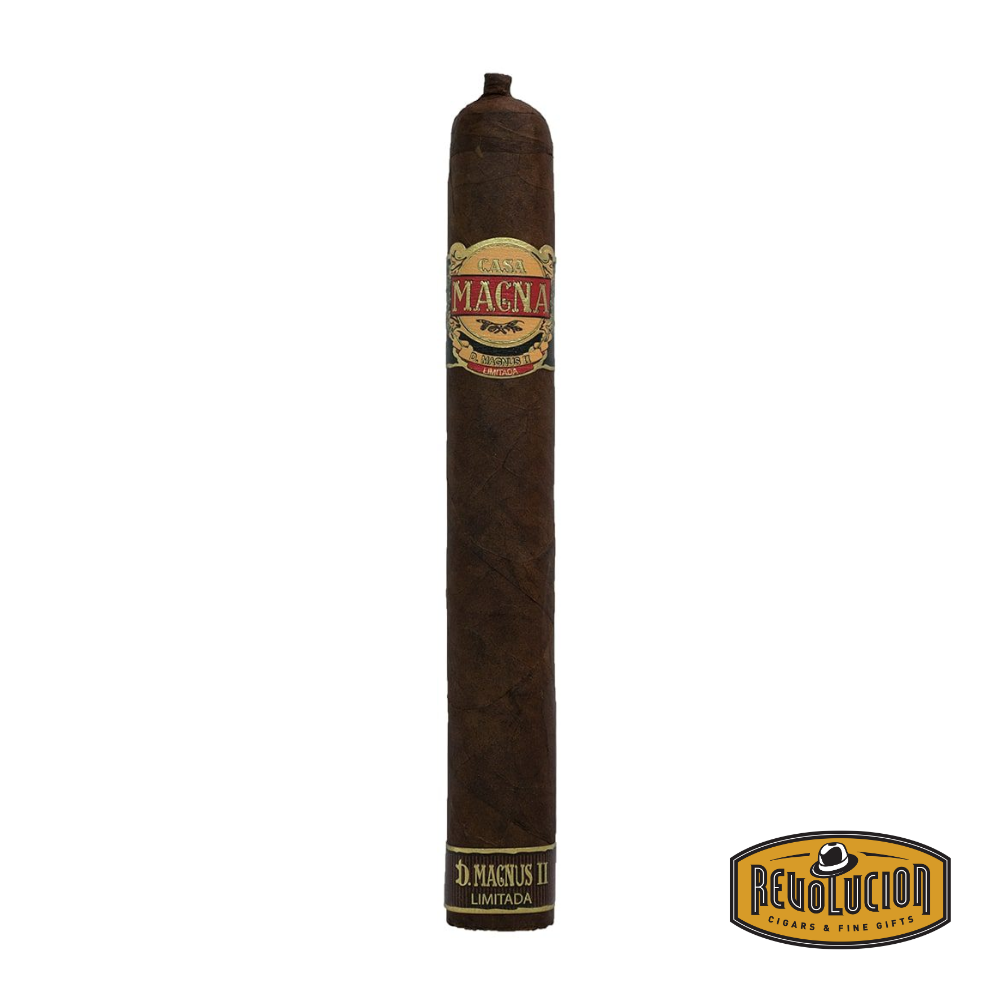 Casa Magna D. Magnus II Primus – medium-full strength Nicaraguan toro cigar with dark, oily wrapper and bold, rich flavor profile.