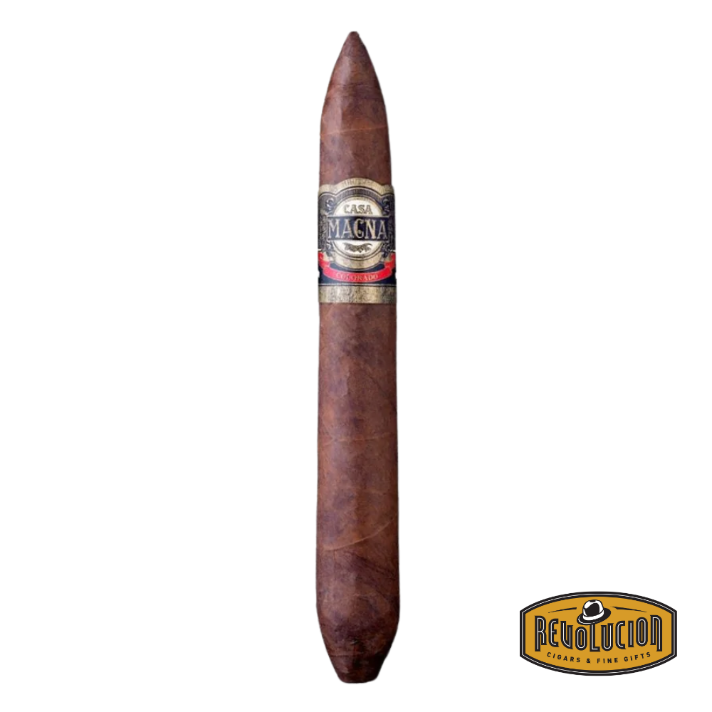 Casa Magna Extraordinarios Figurado Nicaraguan cigar displayed with its distinctive figurado shape and rich, dark wrapper.