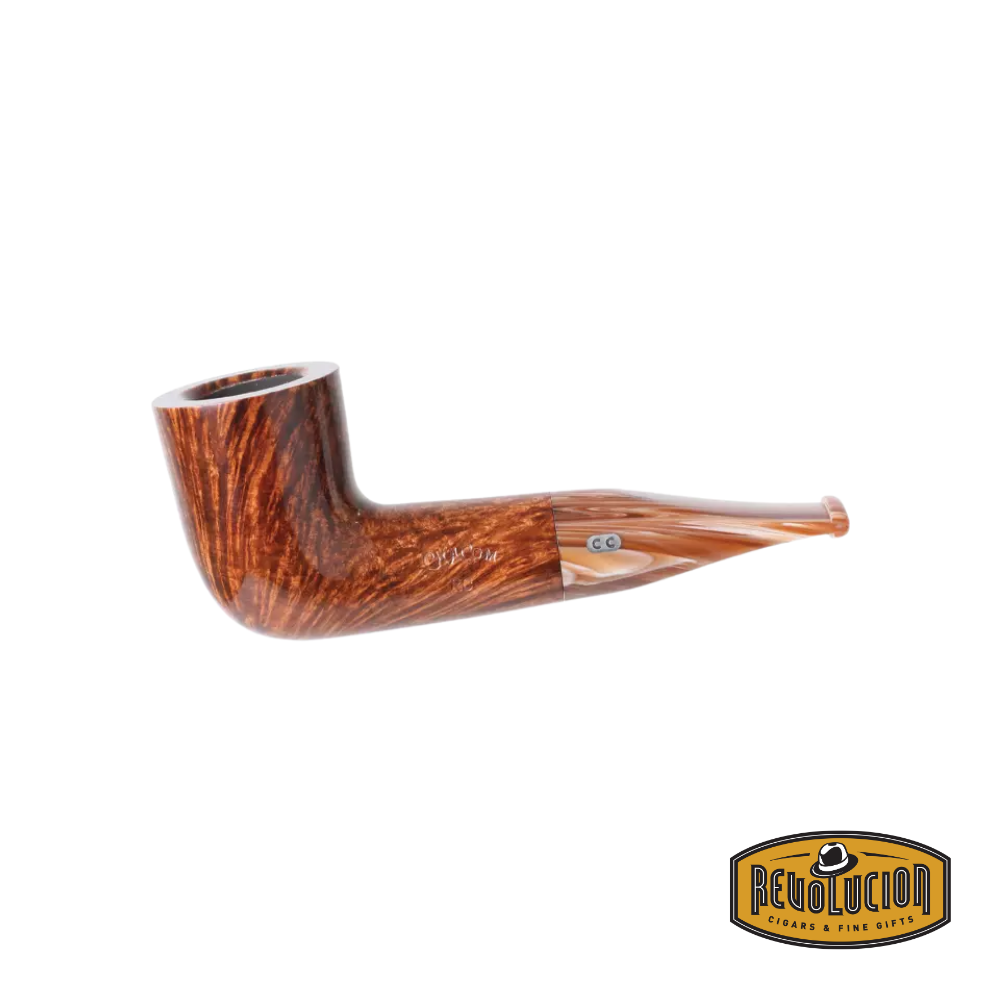 Chacom Reverse Calabash Smoking Pipe in droite shiny brown, blending a sleek polished look with expert craftsmanship.