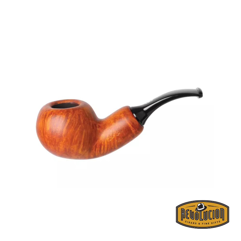 Chacom Reverse Calabash Smoking Pipe in vibrant orange, highlighting its unique design and craftsmanship.