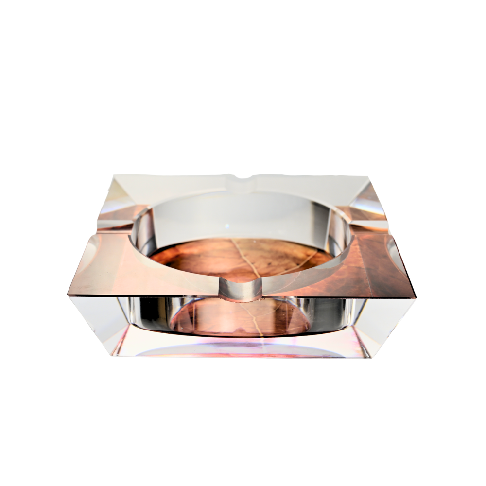 Crystal Tobacco Leaf 4-Cigar Ashtray