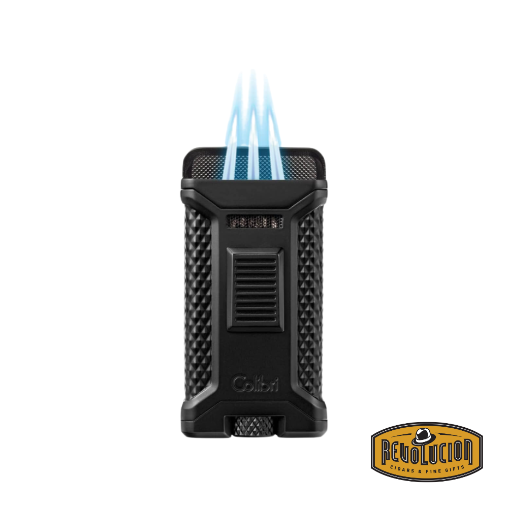 Colibri Ascari Triple Flame Lighter & Punch - Black