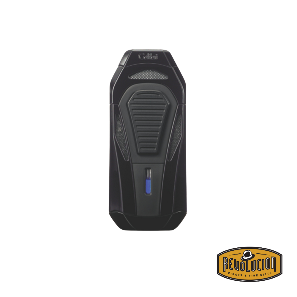 Colibri Boss Triple-Jet Flame Lighter in black, featuring an integrated cutter for a premium cigar. experience.