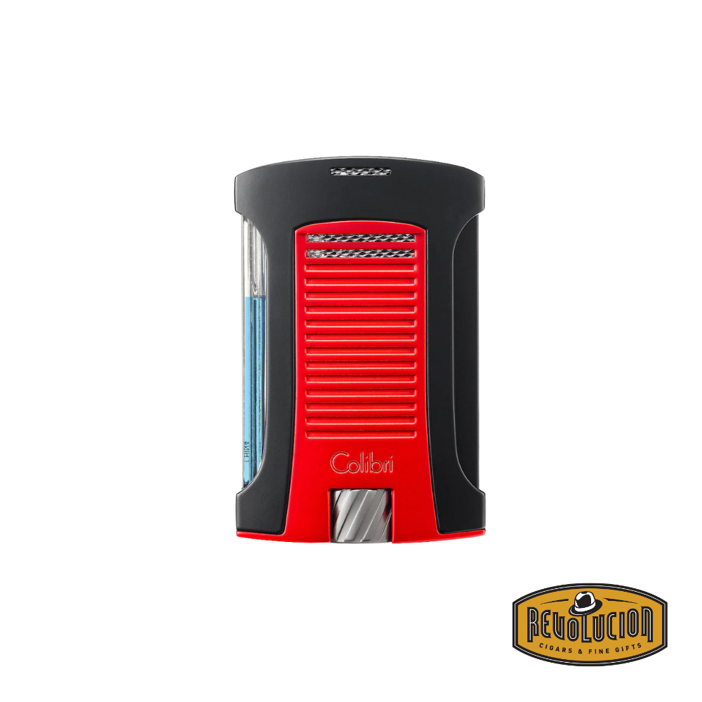 Colibri Daytona Single Jet Flame Cigar Lighter in bold red, designed with racing-inspired aesthetics, a wind-resistant jet flame, and an ergonomic grip.