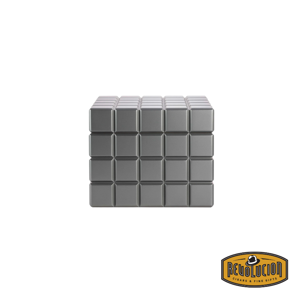 Colibri Heritage Cube Humidor - 80 Count in Charcoal, featuring a sleek, modern design with a smooth matte finish.