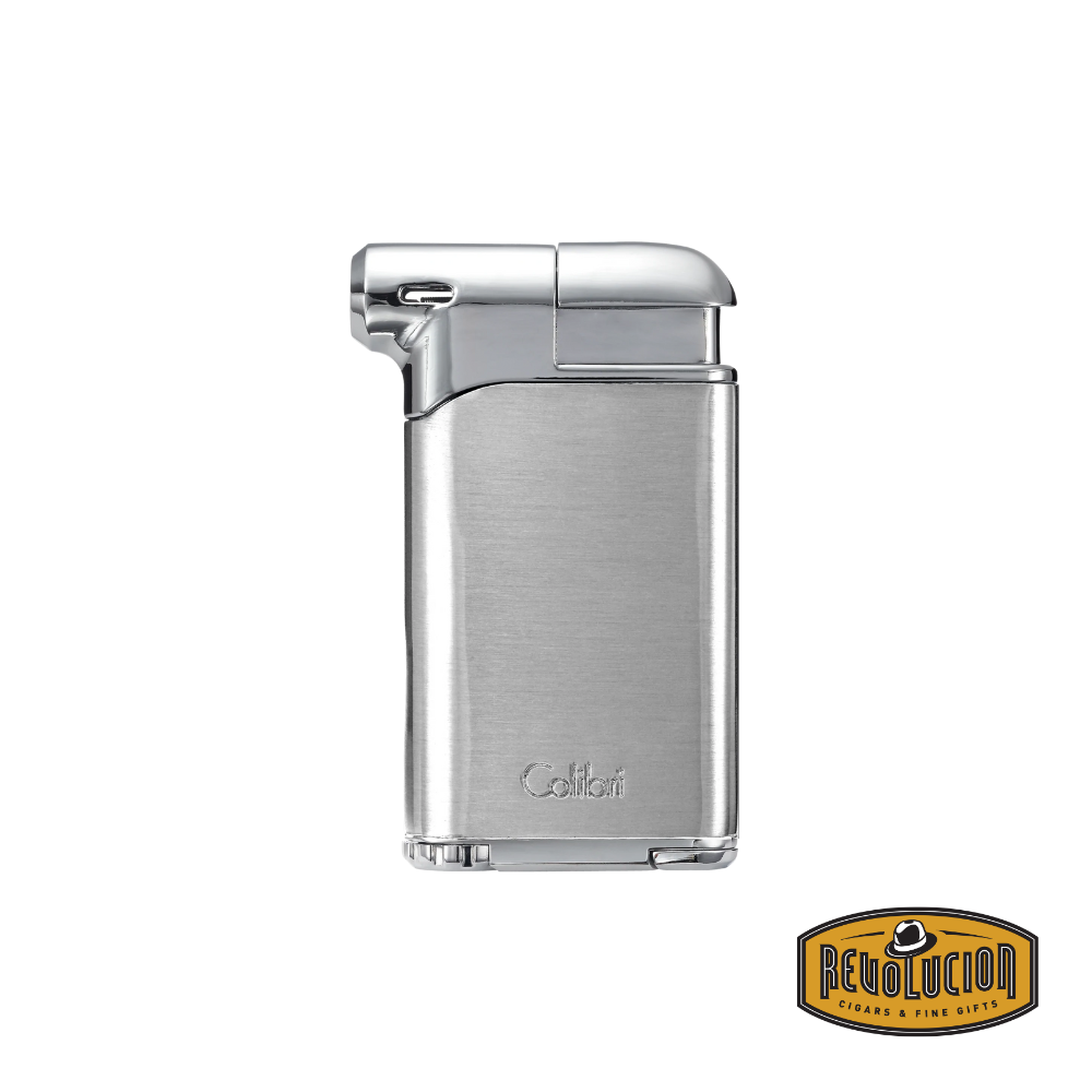Colibri Pacific Air Soft Single Flame Lighter – Chrome, polished and reflective, front view.