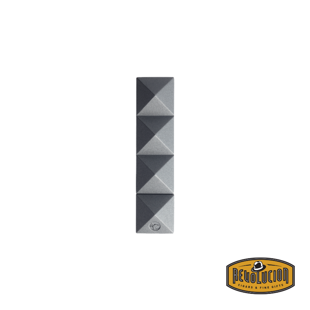 A charcoal-colored Colibri Quasar Punch stainless steel cigar cutter, featuring a modern, textured Quasar design for a refined look.