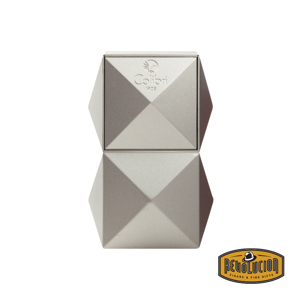 Colibri Quasar Triple Flame Table Lighter in Silver, featuring a bold and modern metallic finish.