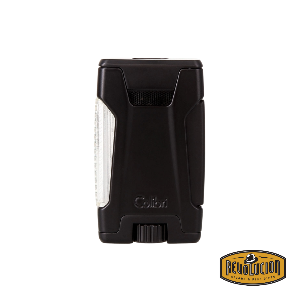 Colibri Rebel Double Flame Lighter in Matte Black with a smooth, modern matte coating and ergonomic design.