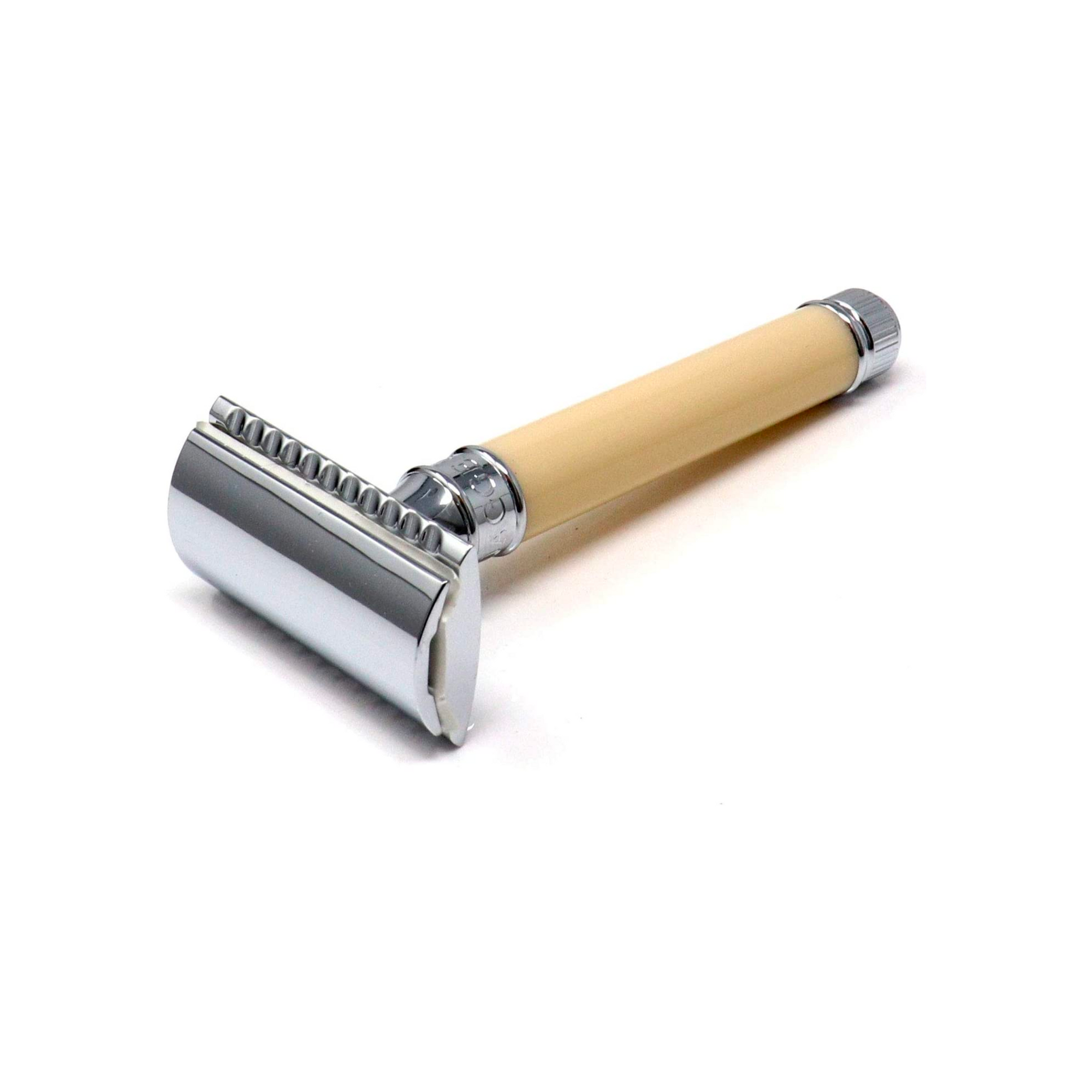 Edwin Jagger DE Safety Razor, Extra Long' Handle, Ivory. Shaving and grooming, Revolucion Lifestyles, mens gifts and lifestyle store in Vancouver.