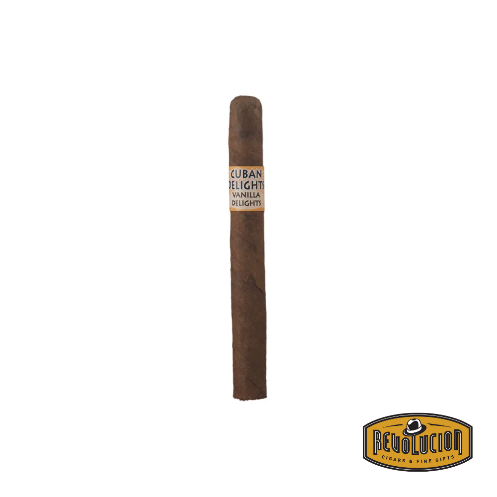 Delights by Victor Sinclair Vanilla Corona Dominican cigars with mild to medium strength, featuring a smooth vanilla infusion for a creamy, aromatic smoking experience.