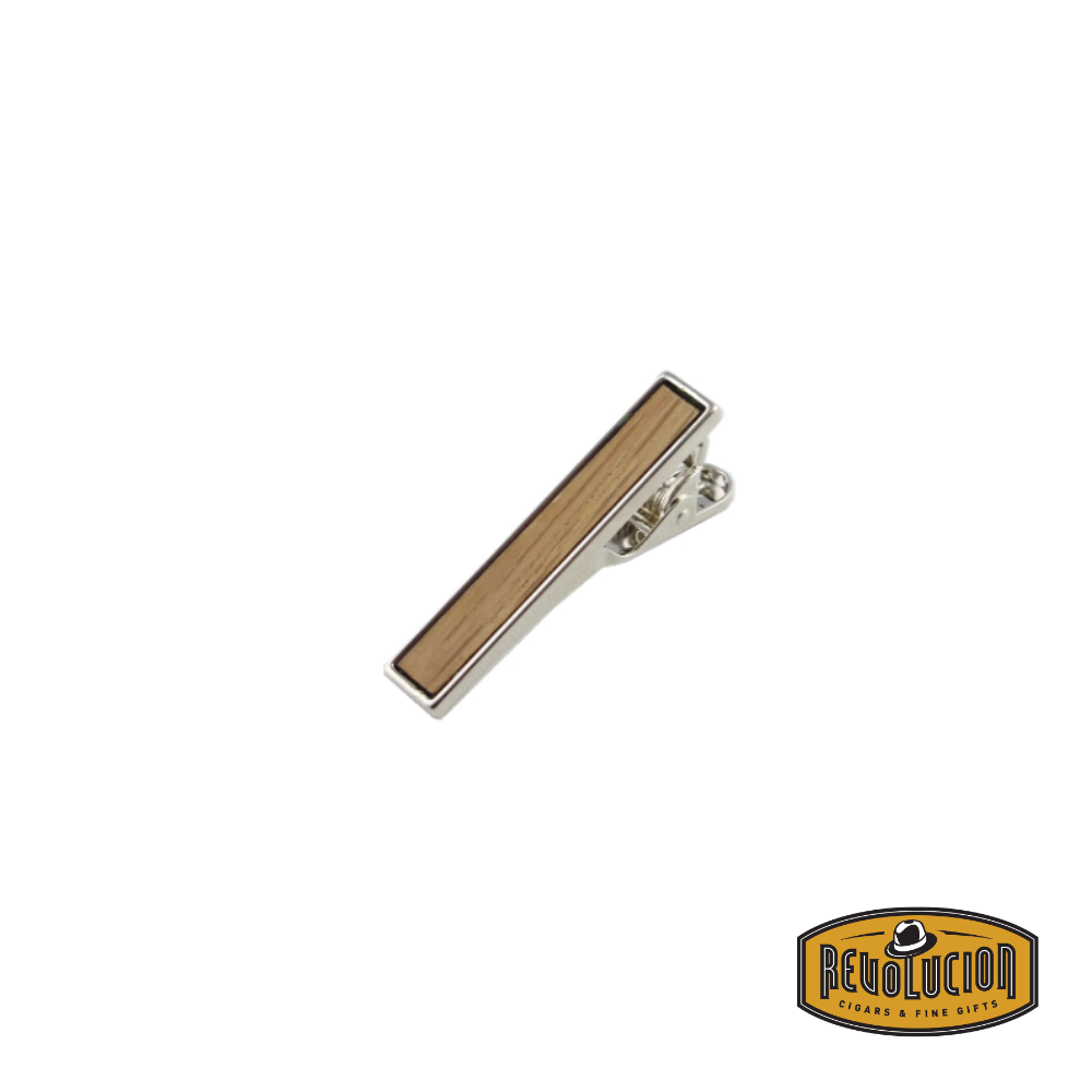 A stylish Dibi men's tie bar or tie clip crafted from wood, featuring a sleek and polished finish for a sophisticated touch to formal attire.