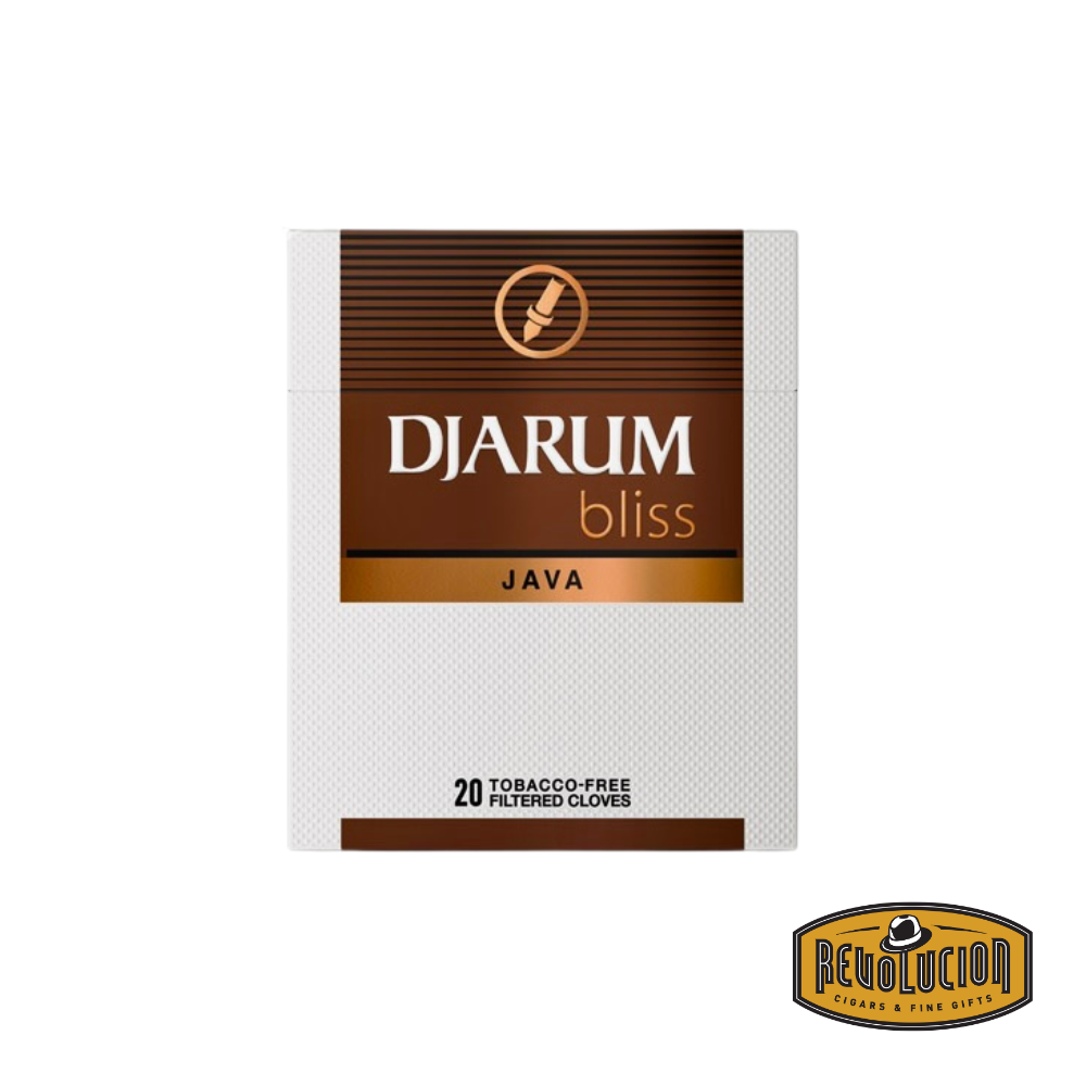 Djarum Bliss Java Herbal Clove Cigarettes in a stylish pack of 20, offering a tobacco-free and nicotine-free smoking experience with rich Java-inspired flavors.