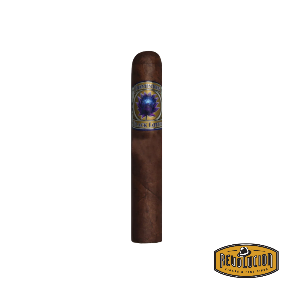 Dominion Black Lotus Robusto cigar with Nicaraguan tobaccos, full-bodied flavor in a 5 x 50 size.