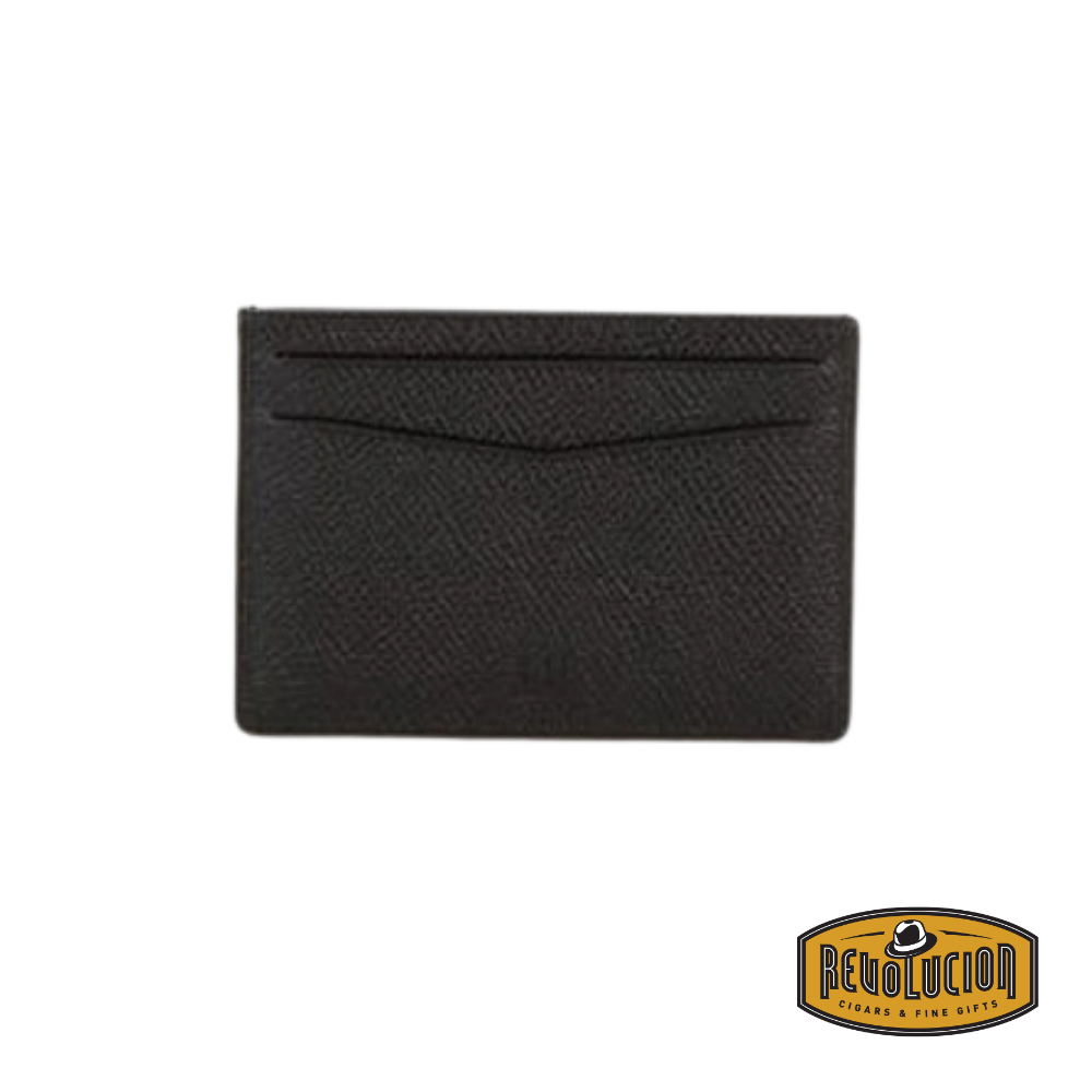 Back view of the Dunhill Bourdon Card Case, showcasing its smooth leather finish and subtle branding for a sophisticated touch.