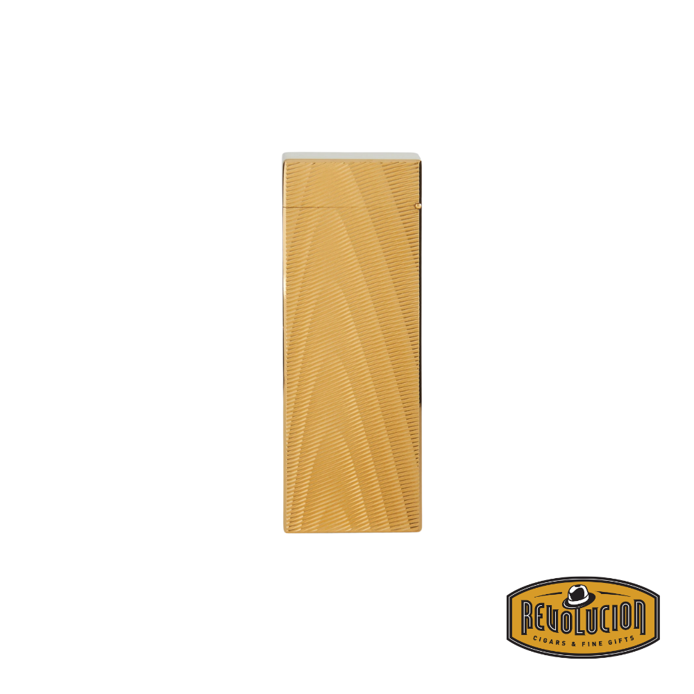 Back view of the Dunhill Moire Rollagas Gold Plate Lighter, highlighting its refined texture and luxurious gold-plated craftsmanship.