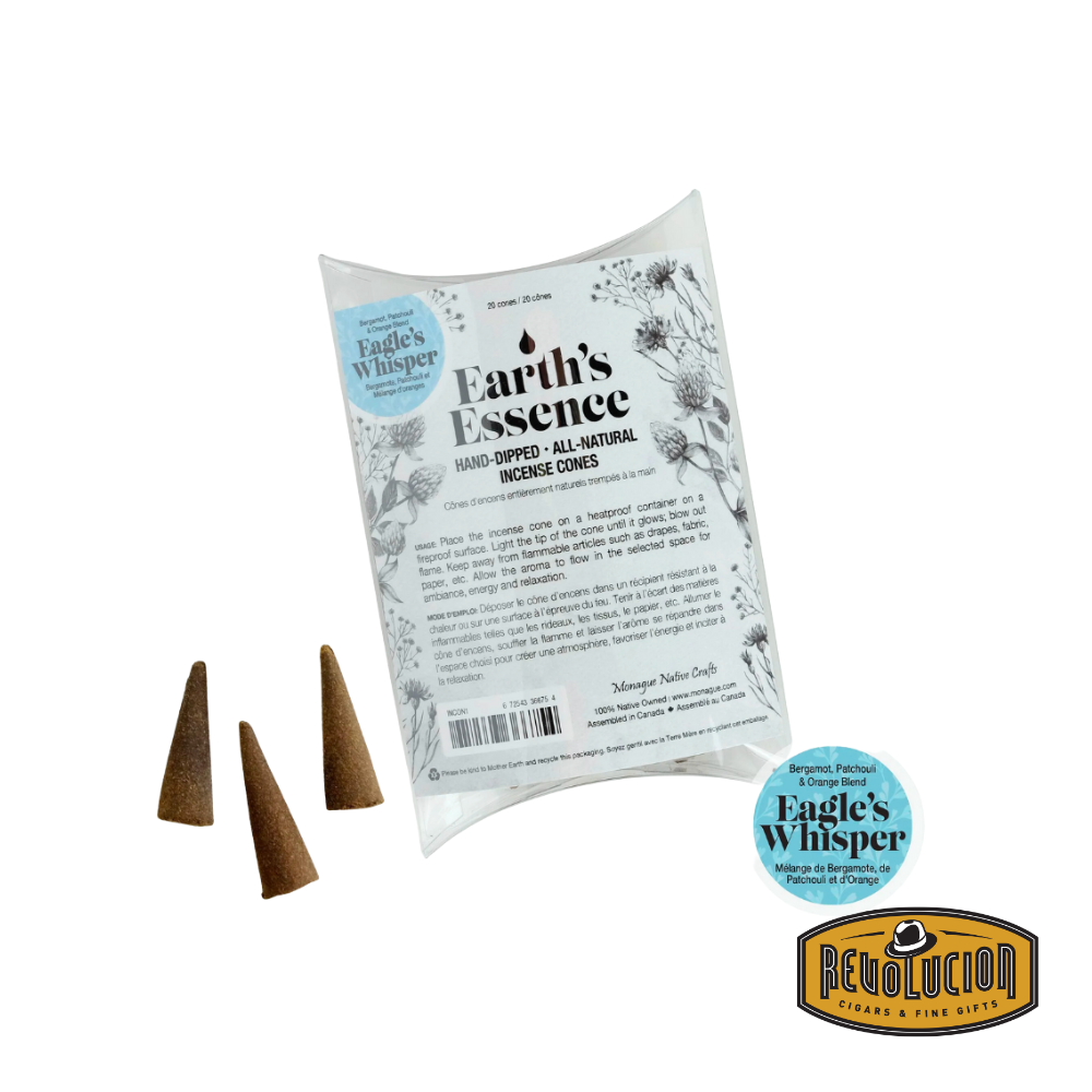 Earth's Essence Eagle Whisper Incense Cones, offering a bold, woodsy aroma for a meditative and uplifting experience.