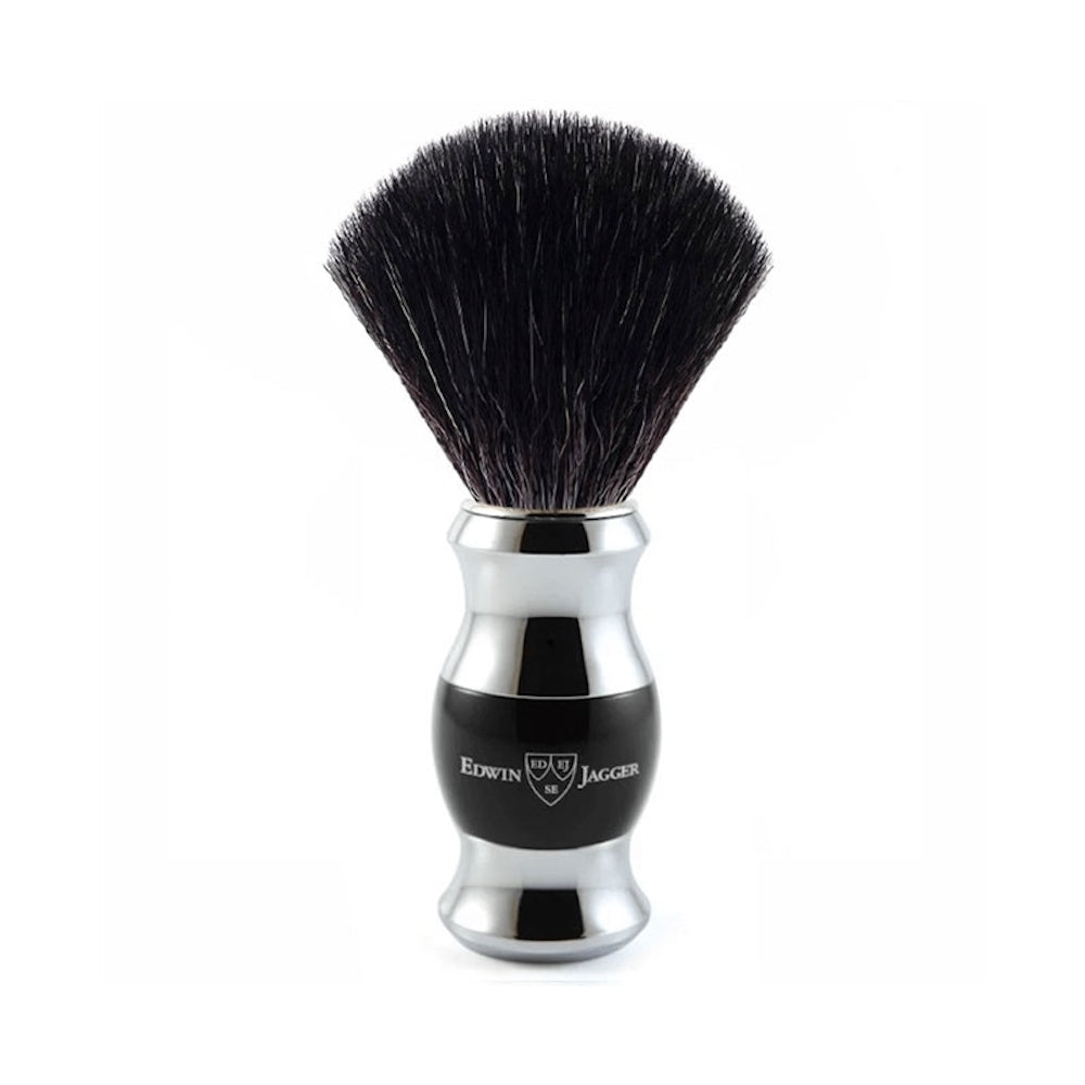 Edwin Jagger Synthetic Fiber Brush Chrome/Ebony Plated