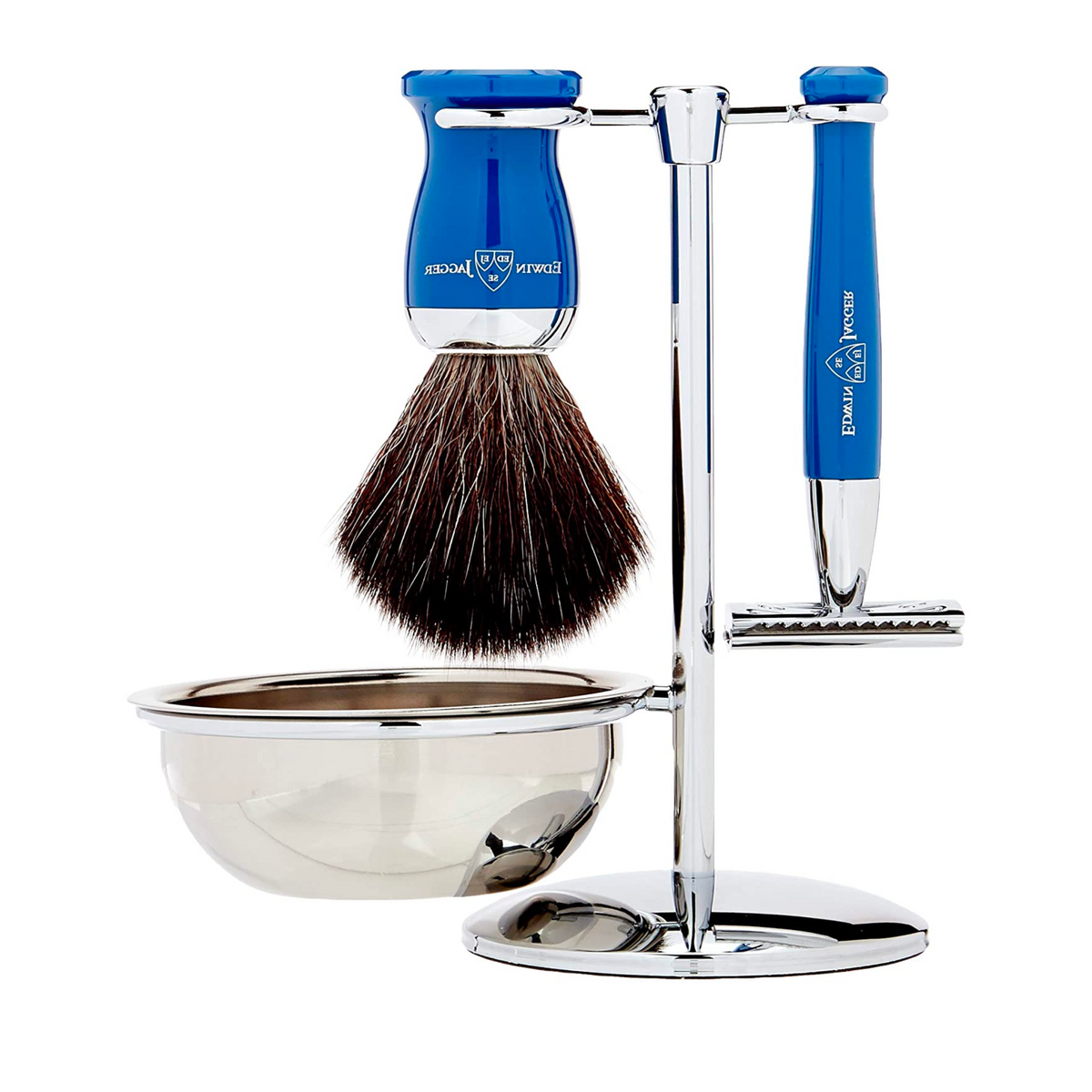 Edwin Jagger 4pc DE Blue Synthetic Brush