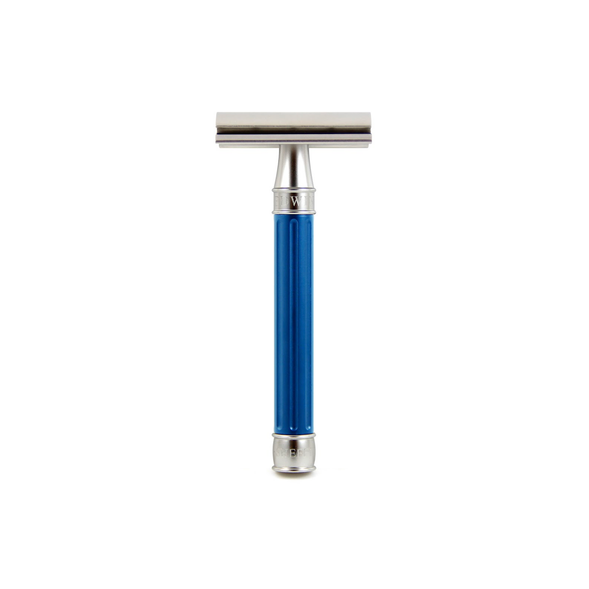 Edwin Jagger 3ONE6 Stainless Steel Double Edge Safety Razor. Blue steel. Mens shaving and grooming products at Revolucion Lifestyle Vancouver