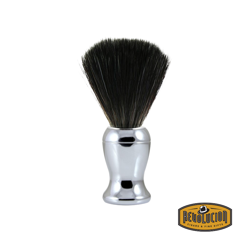 Edwin Jagger Black Synthetic Fiber Shaving Brush with Chrome Plated Base from the Diffusion 72 Series.