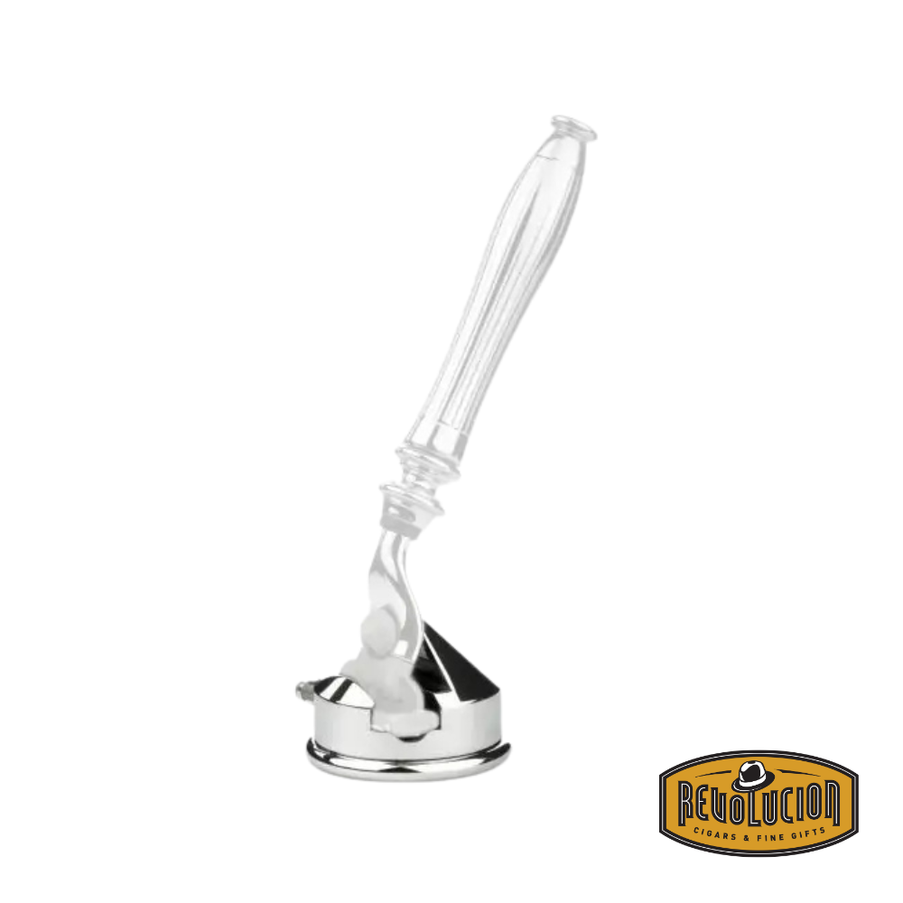 Imitation horn Edwin Jagger razor stand holding a double edge razor upright, combining functionality with classic style.