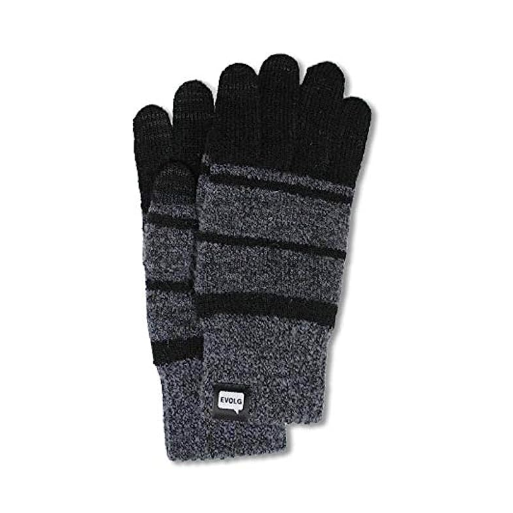 Evolg Unisex Casual Knitted One Size Gloves Black X Charcoal