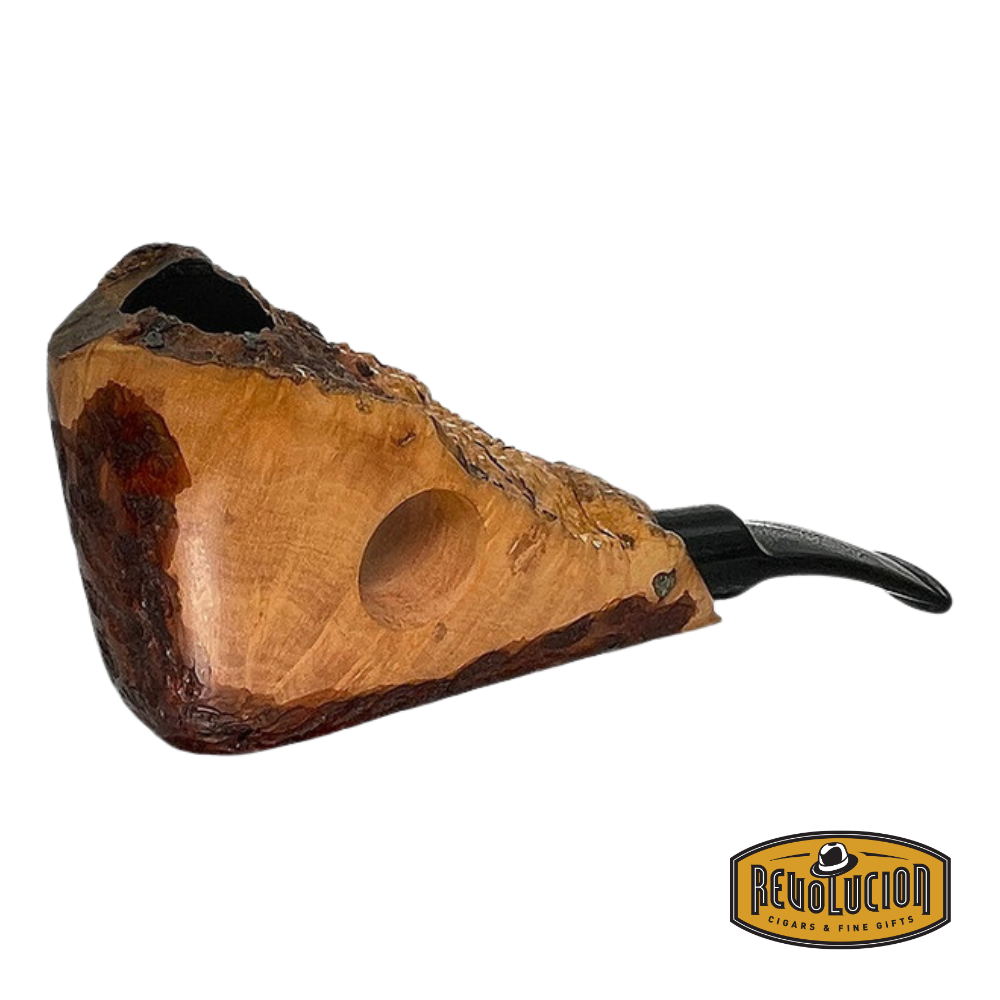 German Briar Freehand Smoking Pipe side view, showcasing its unique shape and natural grain.