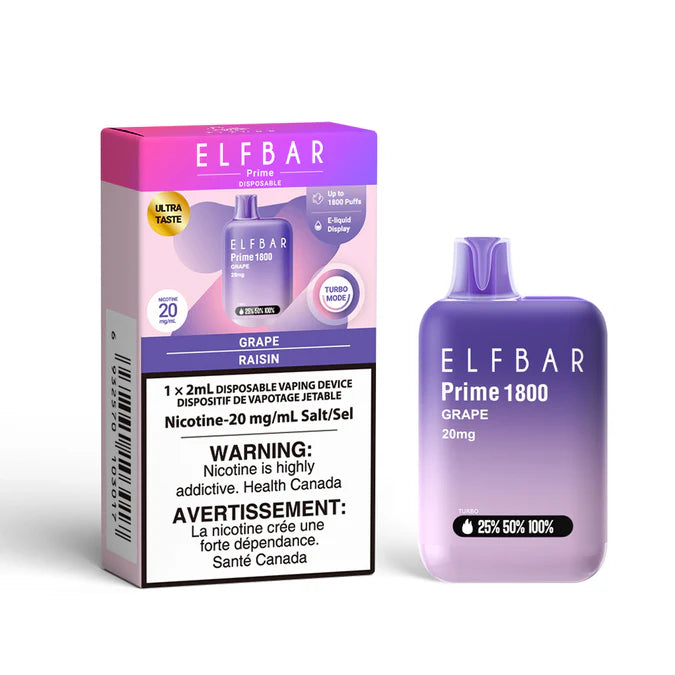 ELF Bar Prime 1800 Disposable Vape 20mg/ml - Grape