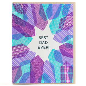 "Best dad ever" blue and purple neck tie abstract printed novelty happy father's day greeting card at Revolucion Lifestyle in Vancouver. Unique gifts, stationary and more available online