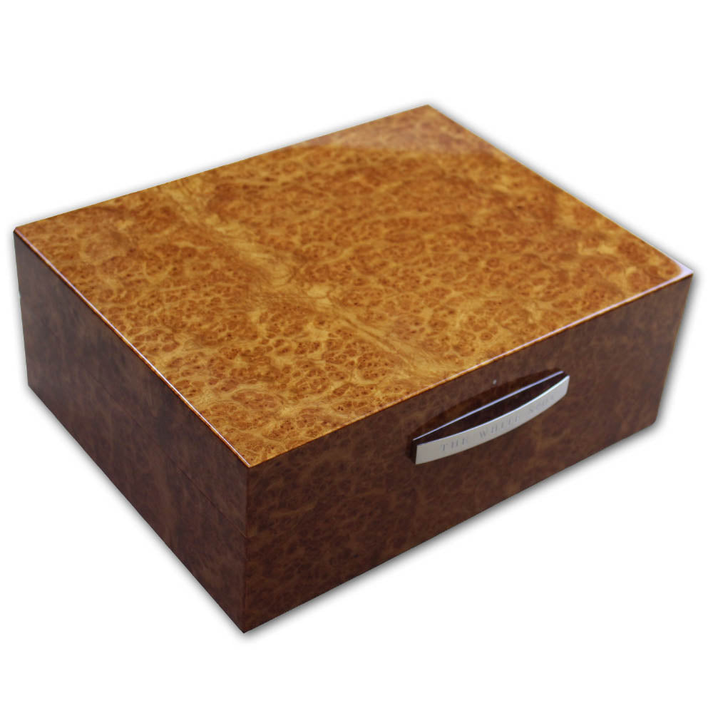 Dunhill White Spot Amboyna Burl Humidor - 50 Count