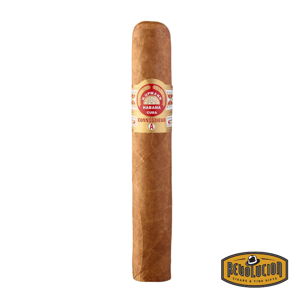 H. Upmann Connossieur A Cuban cigar in Robusto Extra size, featuring a smooth wrapper and signature band, known for its mild to medium strength.