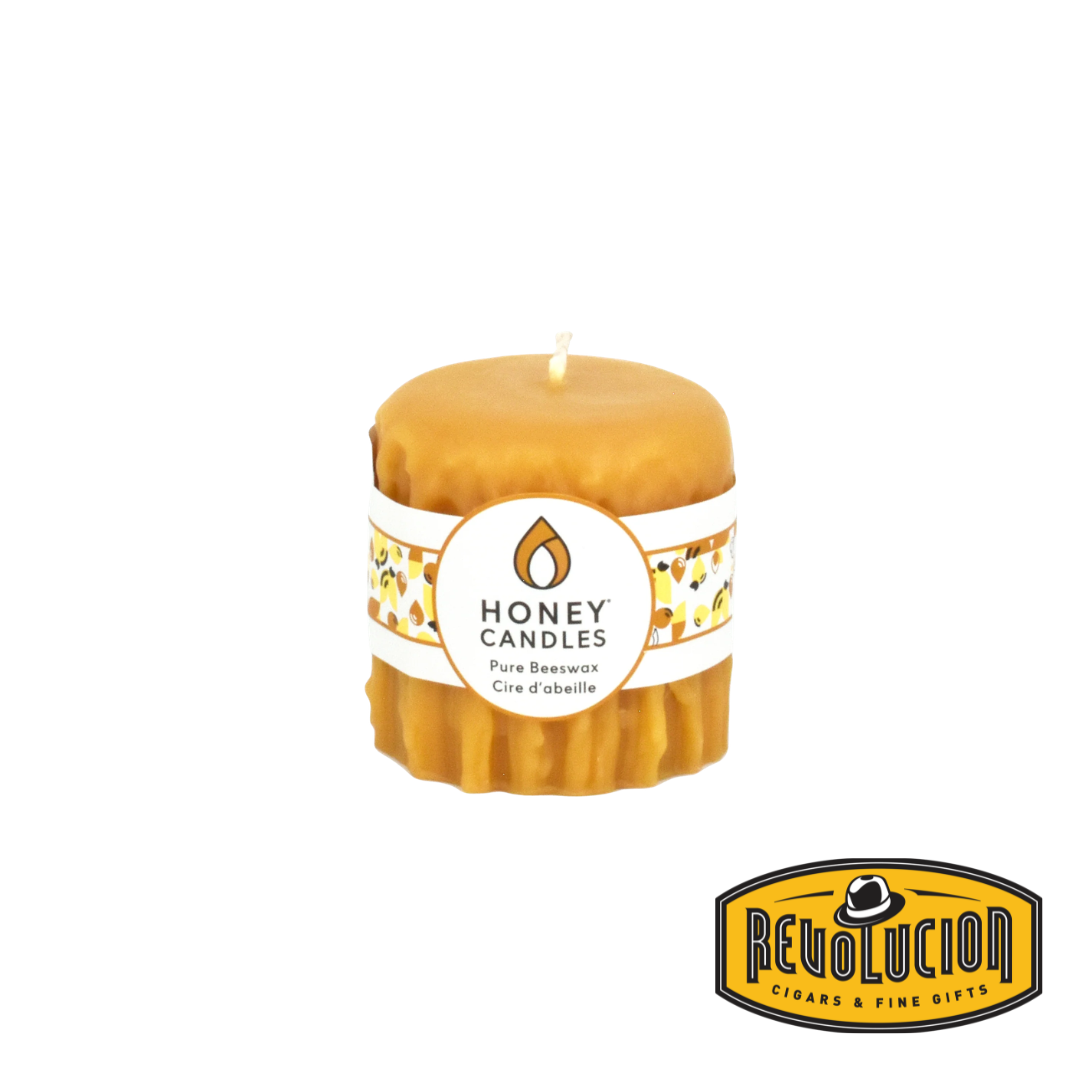 Honey Candle Pure Beeswax Heritage Drip Pillar 3" - Pearl