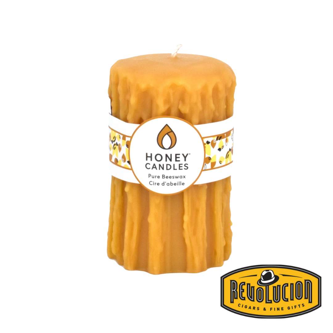 Honey Candle Pure Beeswax Heritage Drip Pillar 5" - Pearl