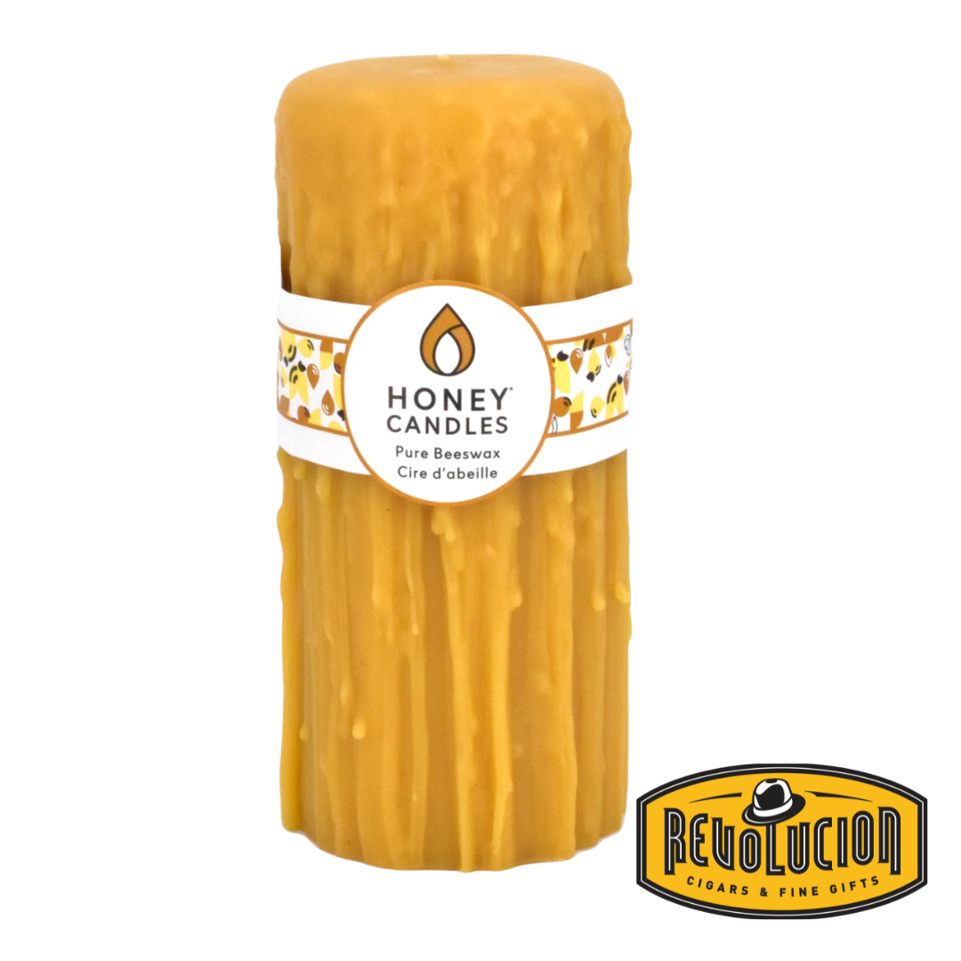 Honey Candle Pure Beeswax Heritage Drip Pillar 7" - Pearl