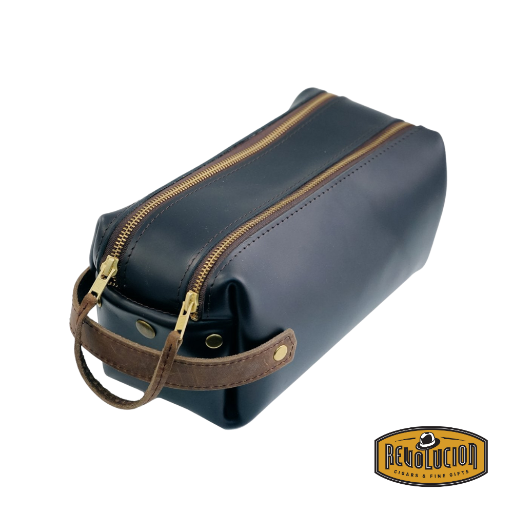 Front view of the High Line Max Leather Bag in black leather with visible texture and minimalist design.