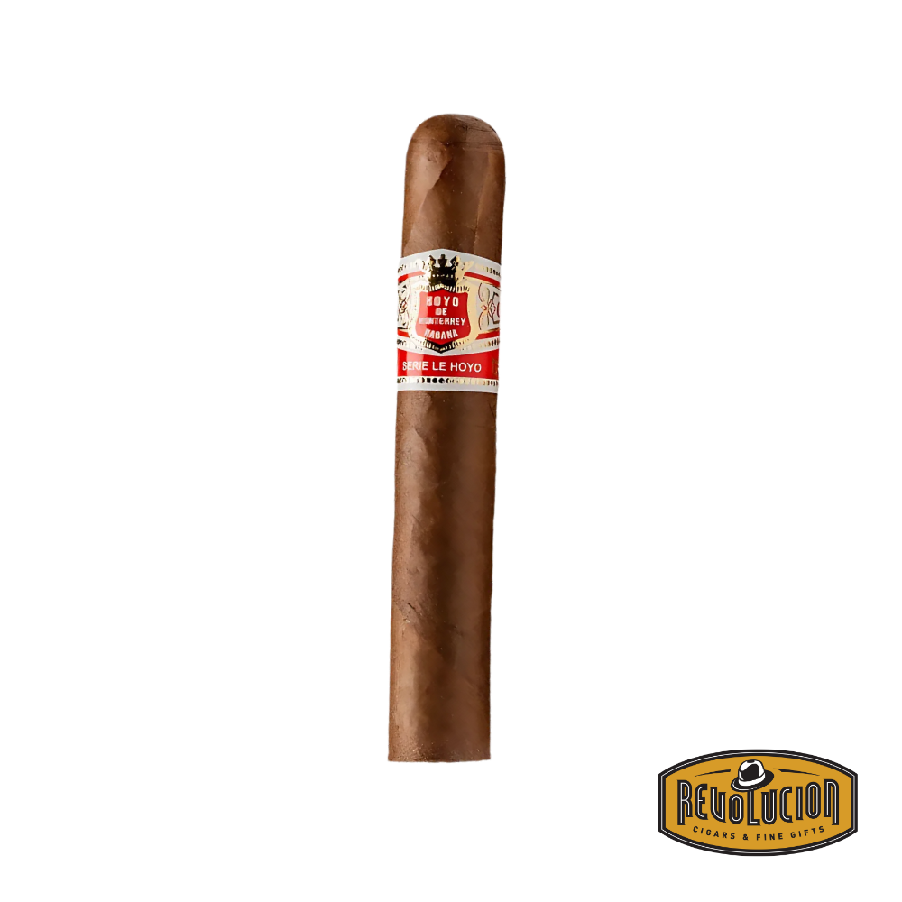 Hoyo De Monterrey Rio Seco Robusto Extra cigars, featuring thick Cuban vitolas with smooth, light brown wrappers and official Cuban cigar bands.