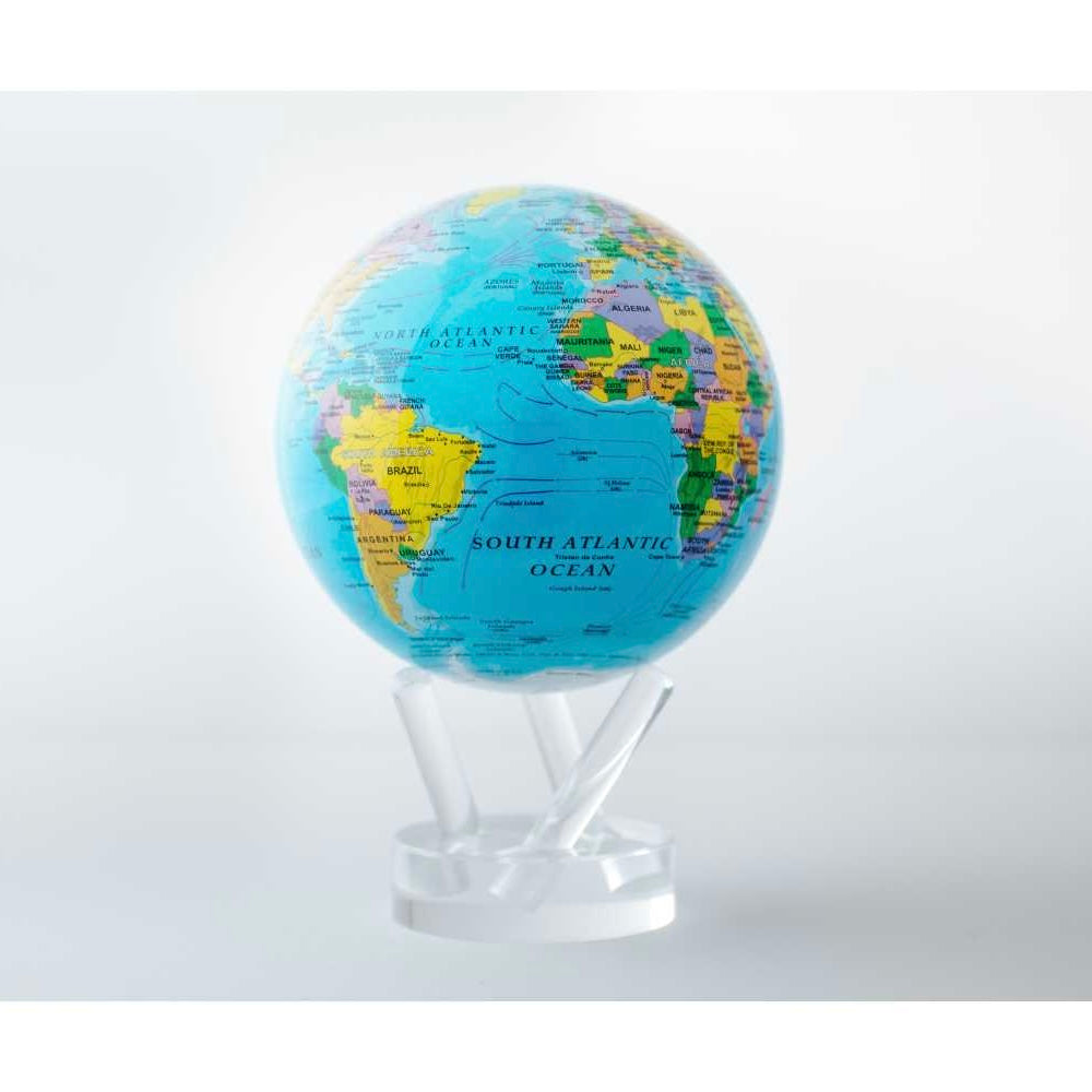 Mova Blue Political World Globe with Acrylic Base 4.5&quot;