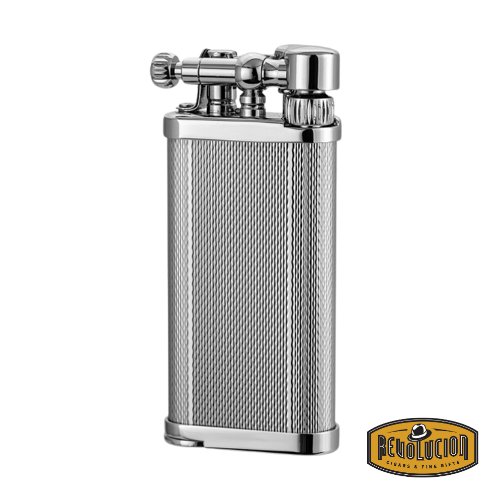 IM Corona Old Boy 3211 Pipe Lighter in polished chrome finish, front view displaying its vintage-inspired design and flint ignition wheel.