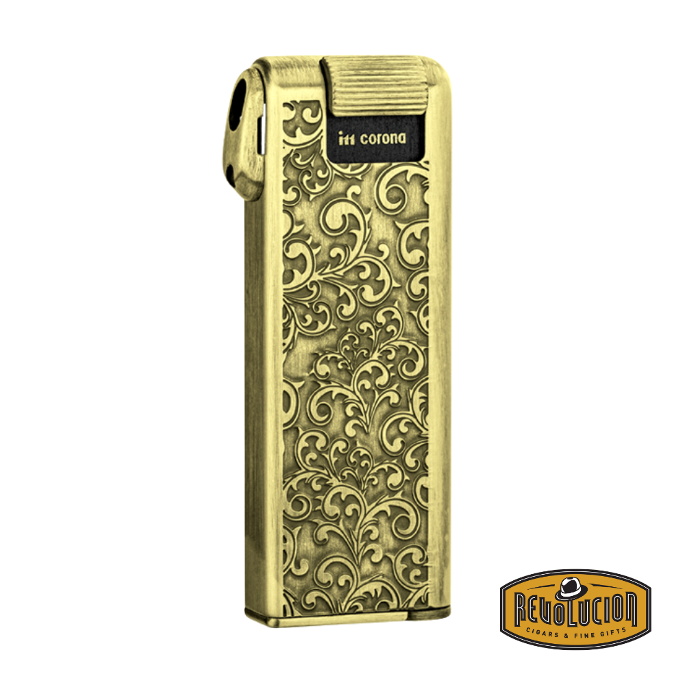 IM Corona Pipe Master 2525 Pipe Lighter, front view showing its refined silver-tone body with sleek lines.