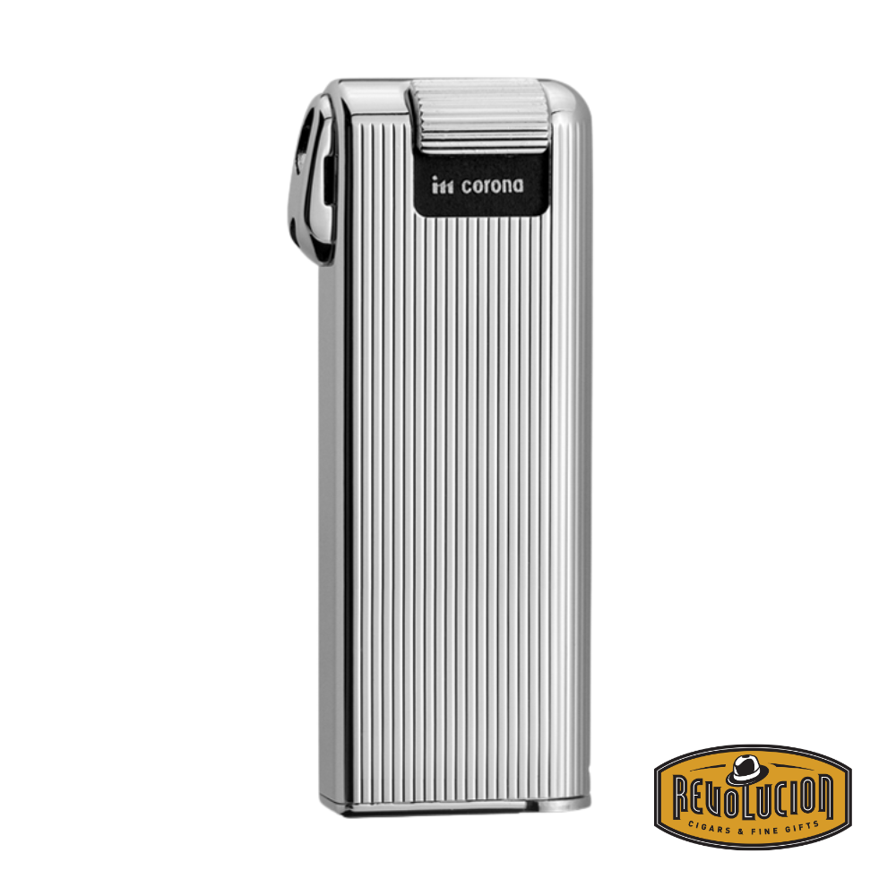 IM Corona Pipe Master 3207 Pipe Lighter, front view displaying its elegant dark finish with polished accents and streamlined rectangular design.