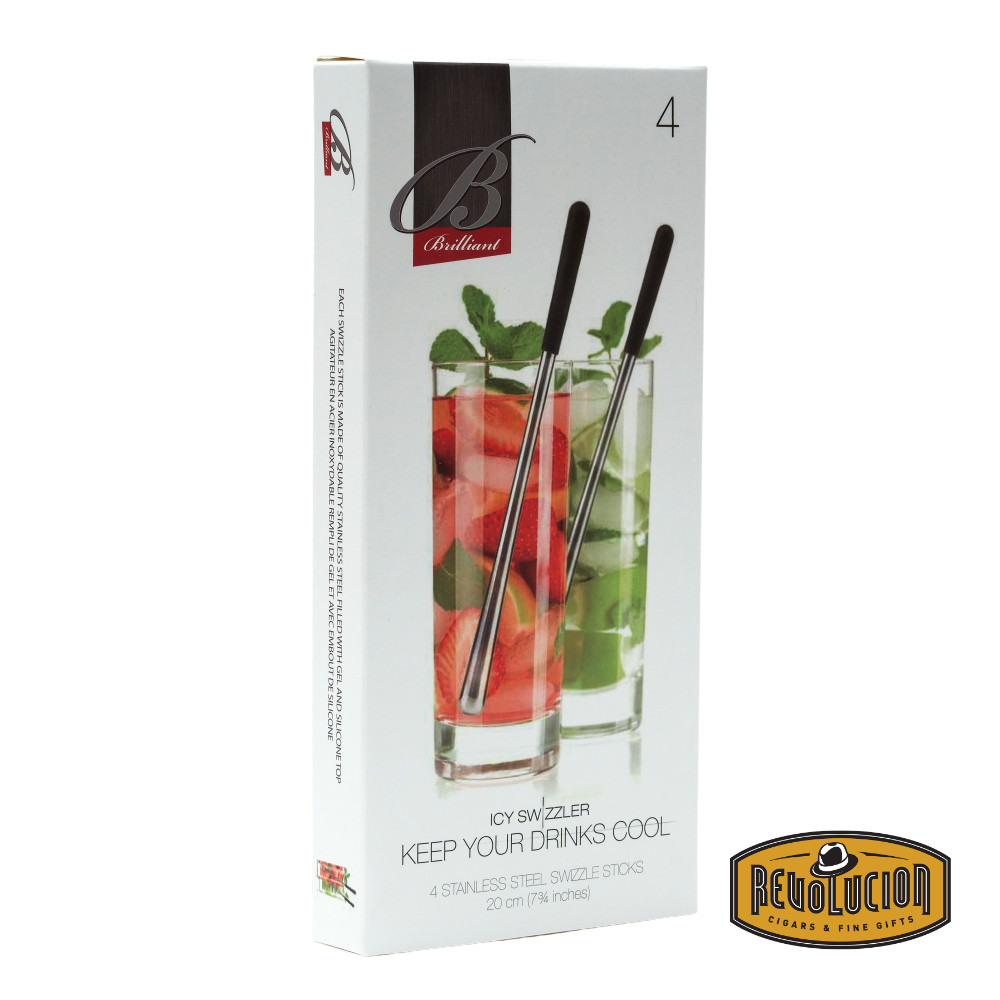 Box of Icy Stainless Steel Swizzle Stick, highlighting the product packaging and branding.