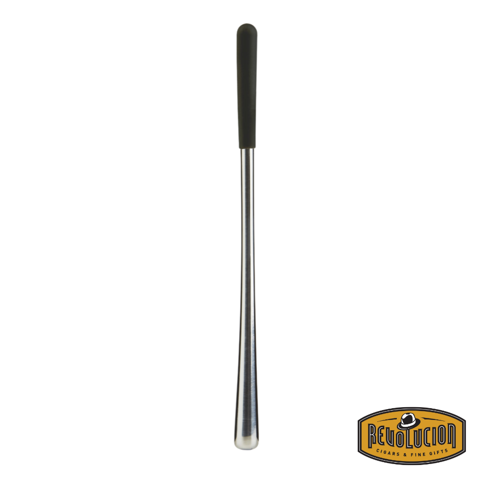 Icy Stainless Steel Swizzle Stick placed on a clean surface, showcasing its sleek and modern design.