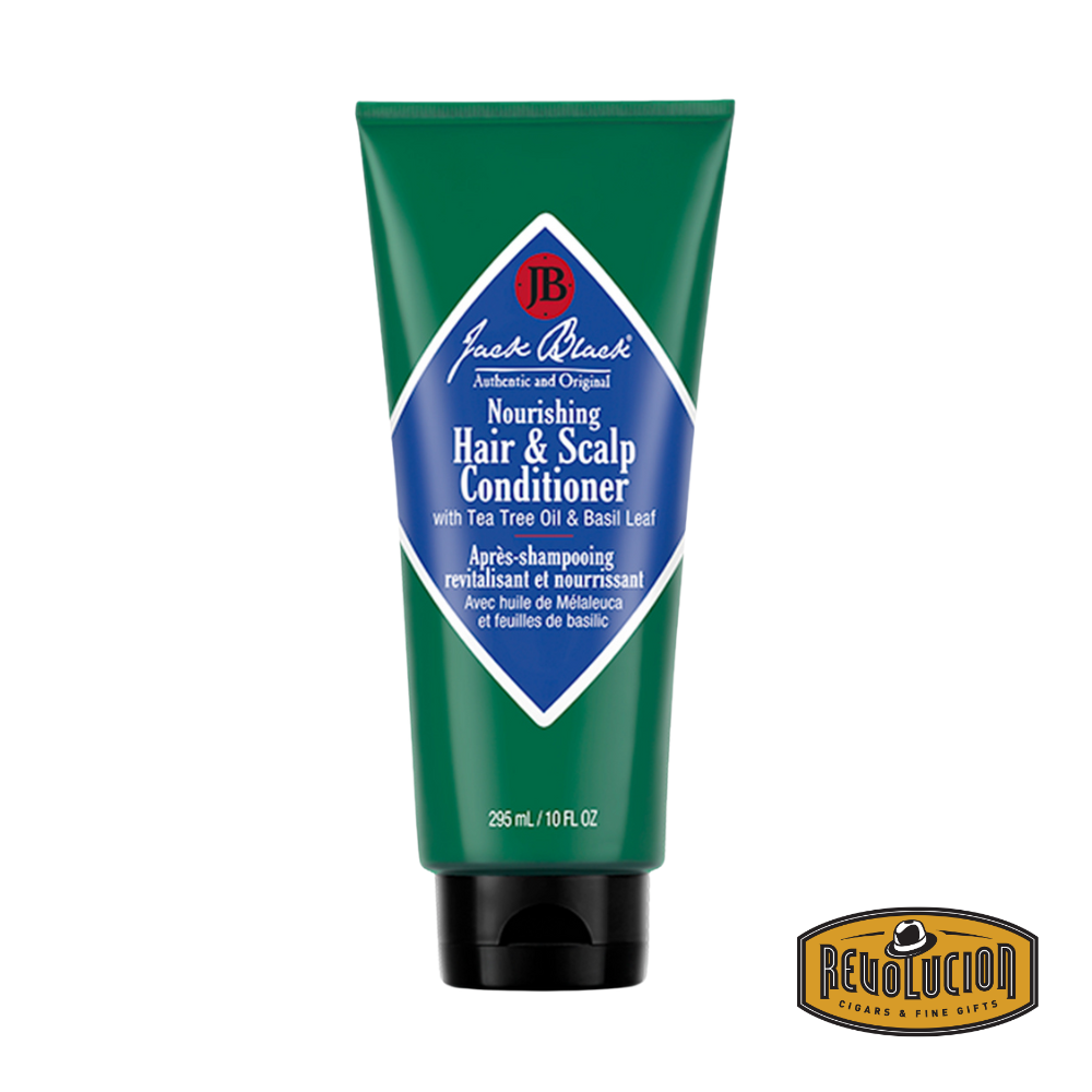 A bottle of Jack Black Nourishing Hair &amp; Scalp Conditioner, a high-performance formula designed to hydrate, strengthen, and revitalize hair while soothing the scalp.