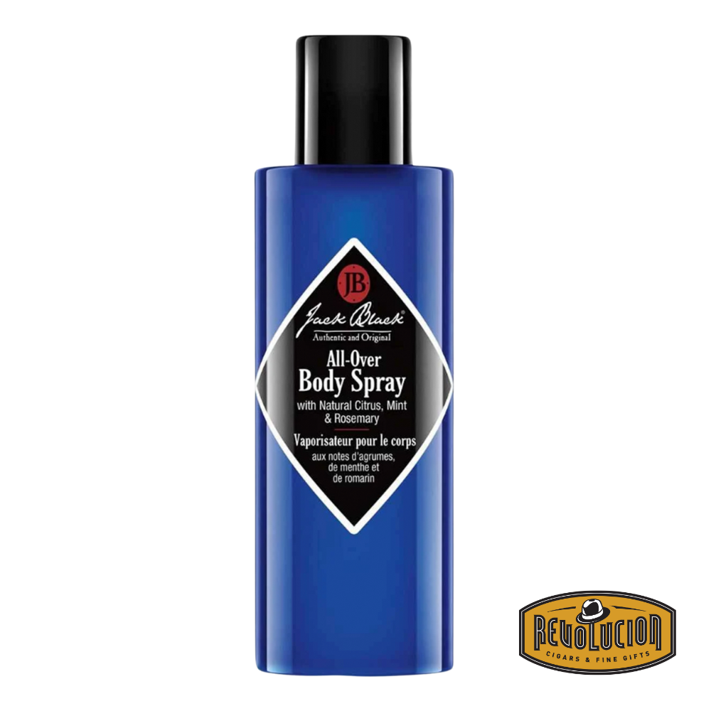Jack Black Turbo Body Spray bottle with sleek blue and black design, showcasing its refreshing and invigorating packaging.