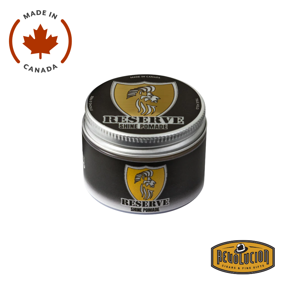 King & Country Reserve Shine Hair Pomade – a premium black jar of classic pomade offering high shine and strong hold.